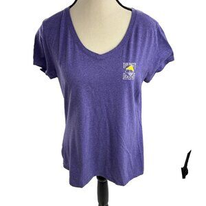 Hanes Womens T Shirt L Salty Dog Cafe Purple V Neck Short Sleeve Tee Top